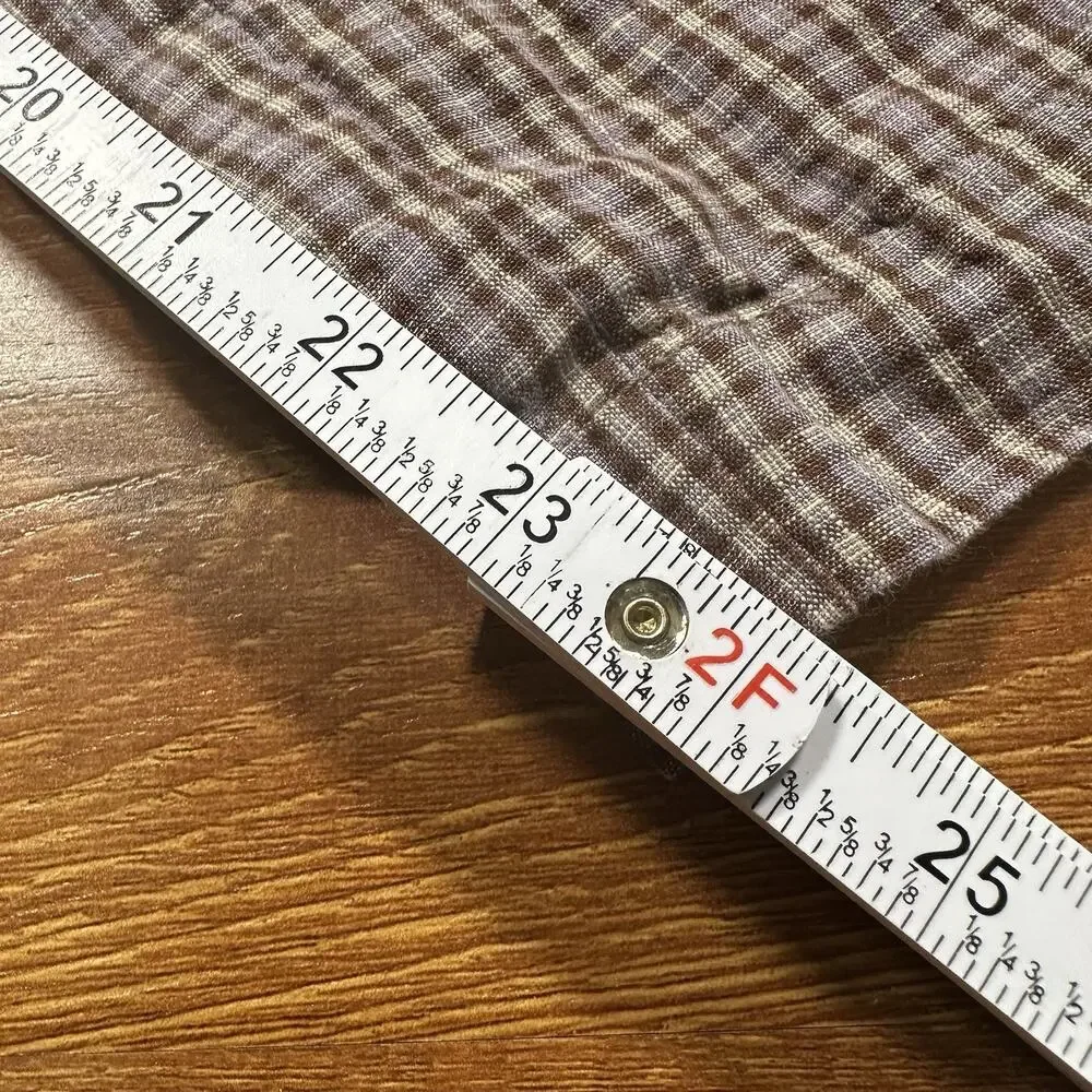 Deiji Studios Cropped Pants Womens M Purple Gray Brown Tartan Plaid 100% Linen